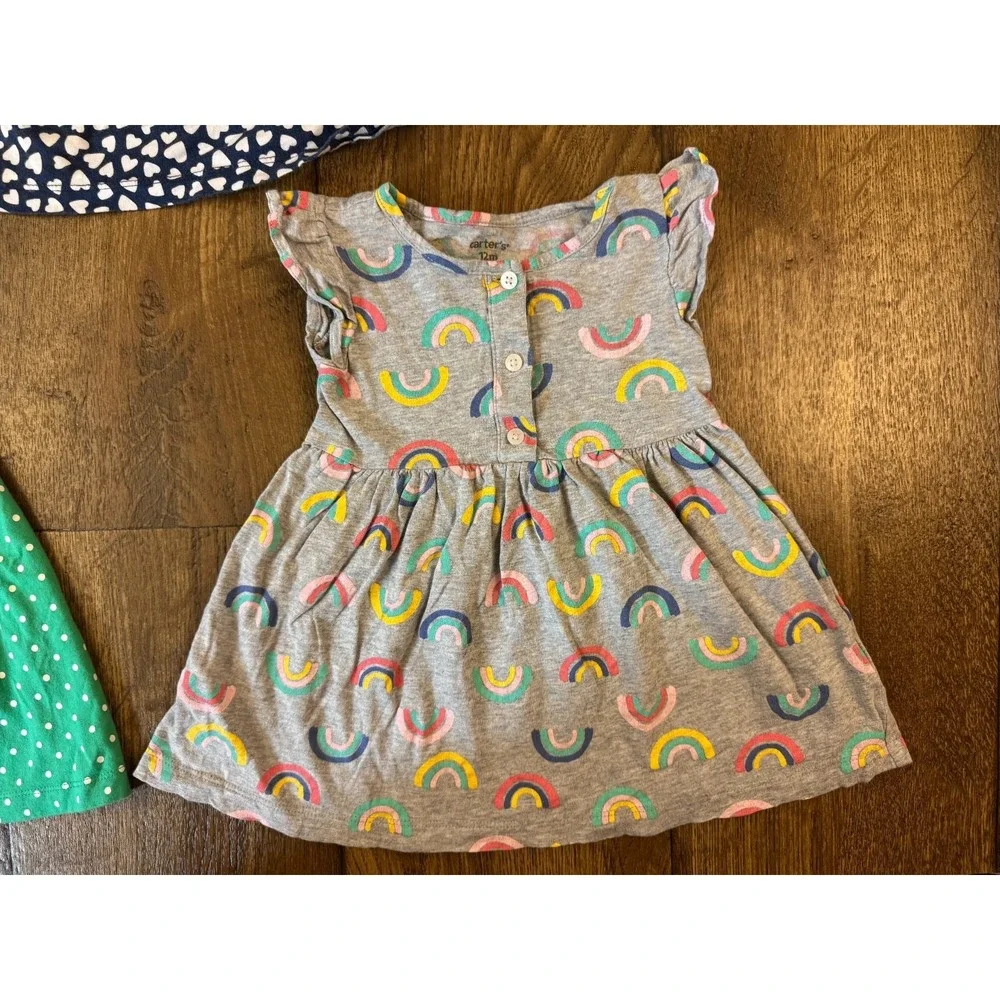 Baby Girl 12 Months Dress Dresses Lot Spring Short‎ Sleeved Summer Rainbows Dots